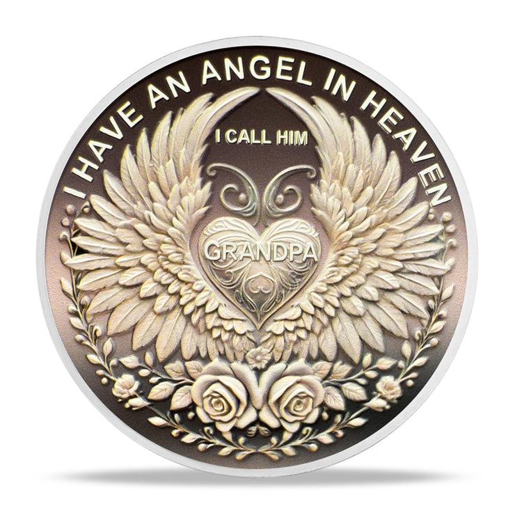 I Have an Angel in Heaven I Call Him Grandpa MemorialChallenge Coins