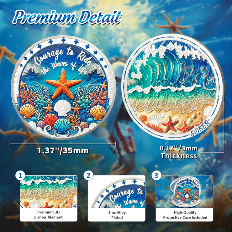 Unique Addiction Recovery Ocean Shells Sobriety Coin