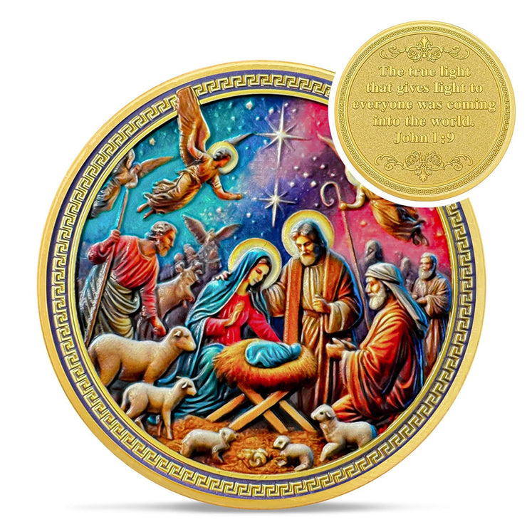Jesus Birth Light of The World Christian Challenge Coin