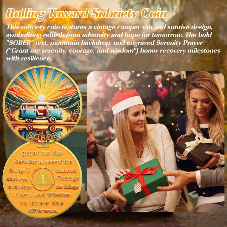 Personalized Rolling Toward Recovery Sobriety Coin
