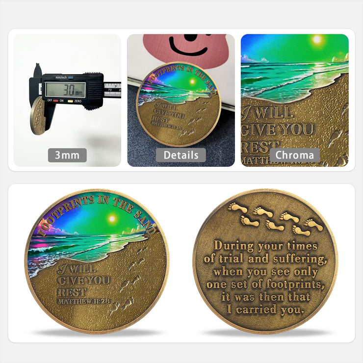 Beach Footprints Religious Coin