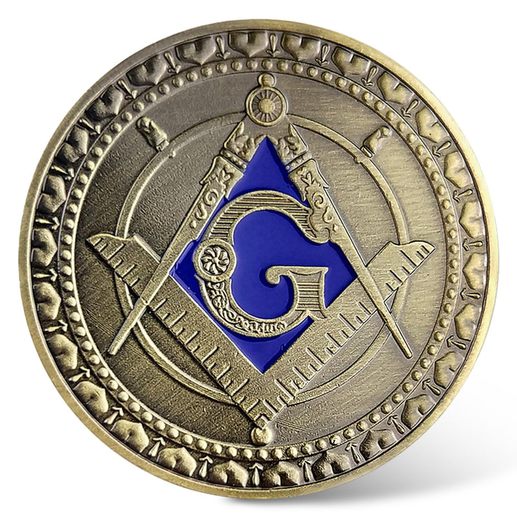 Masonic Square & Compass Freemasons Angel Challenge Coin