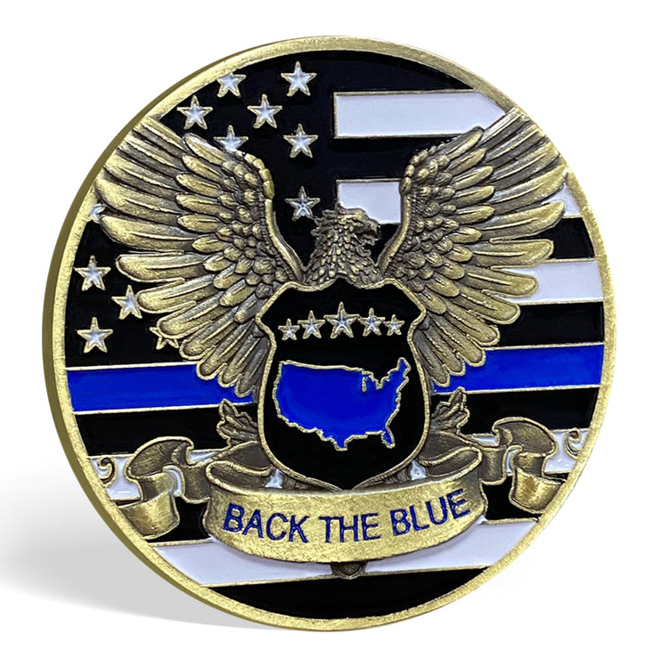 Saint Michael Police Challenge Coin Thin Blue Line Coin