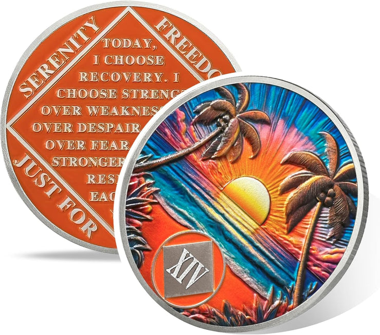 Personalized Beach Sunset Sobriety Coin