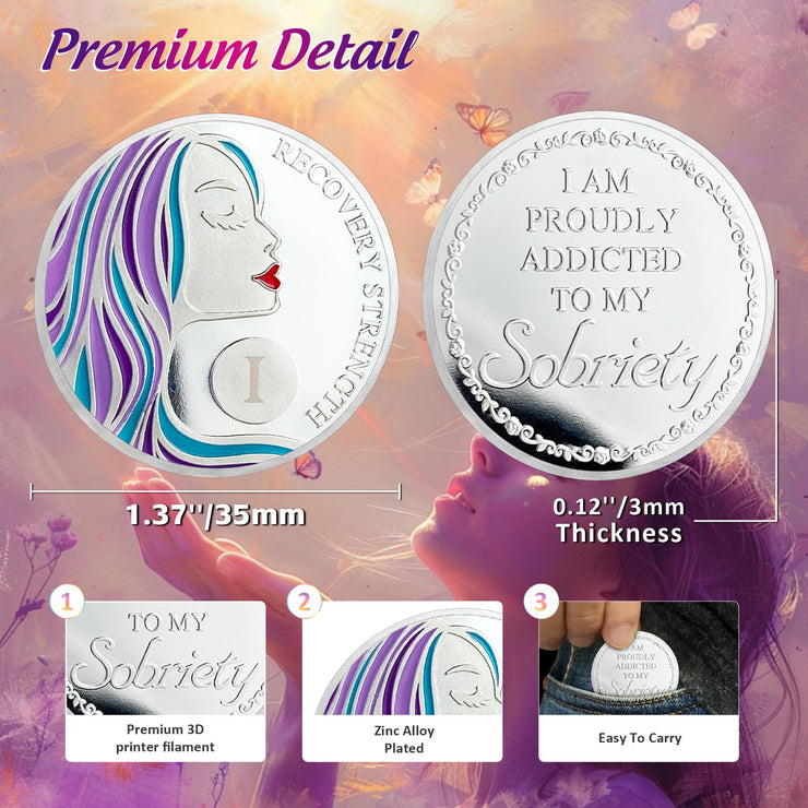 Courageous Lady AA Recovery Sobriety Coin