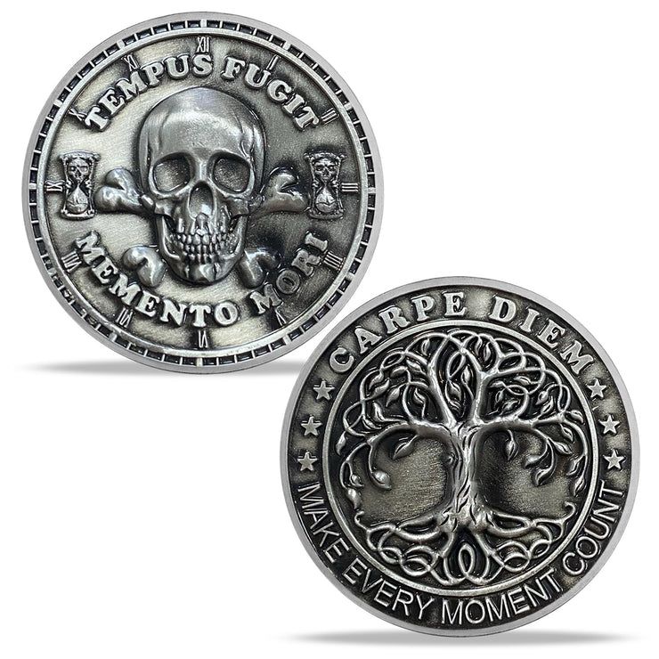 Memento Mori Memento Vivere Coin 3D Skull Challenge Coins