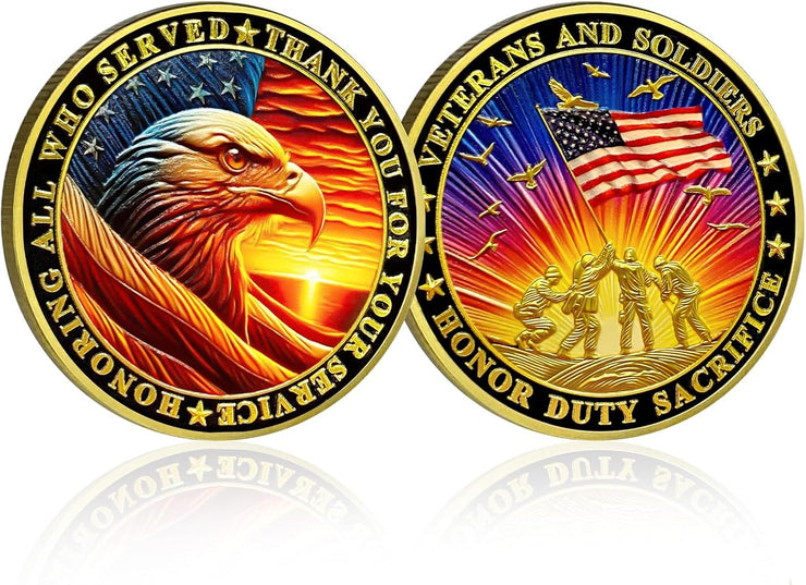 Honoring All Who Served Thank You for Your Service Military Veterans Challenge Coins