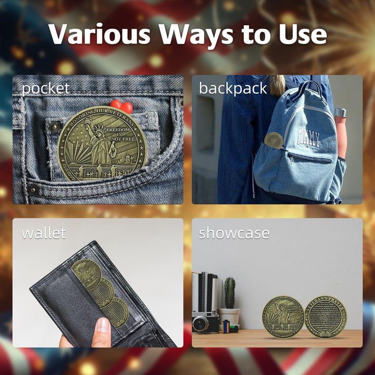 Military Veteran Challenge Coin with Statue of Liberty