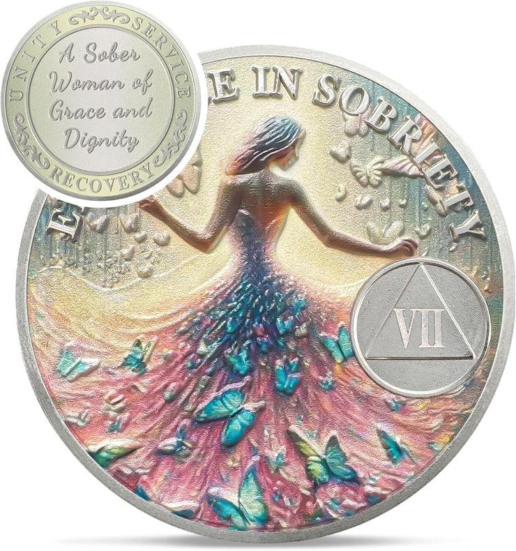 Personalized Celebrate Narcotics Alcoholics Sister Power Addiction Artsy Grace Women Sobriety Coin