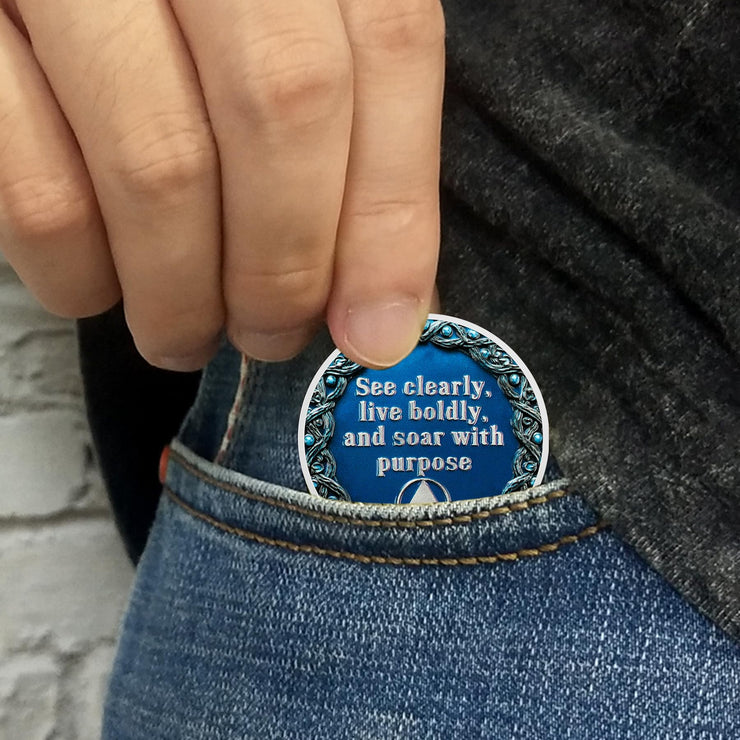 Owl & Triangular Symbol See Clearly Sobriety Coin