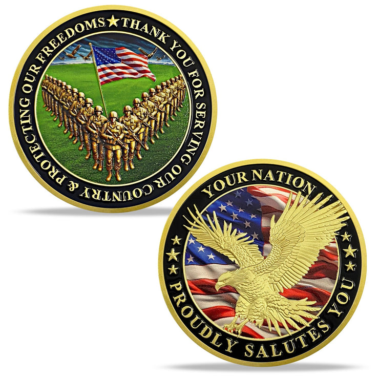 Your Nation Proudly Salutes You Military Veterans Challenge Coin