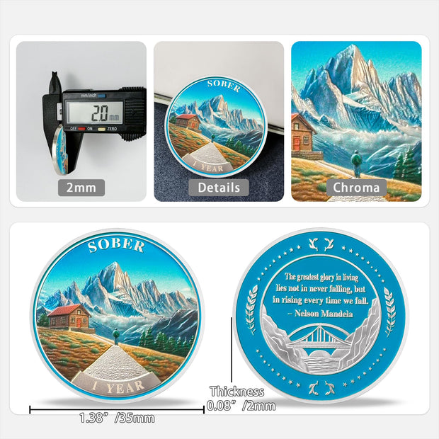 Mountain Cabin 1-10 Year Sobriety Coin