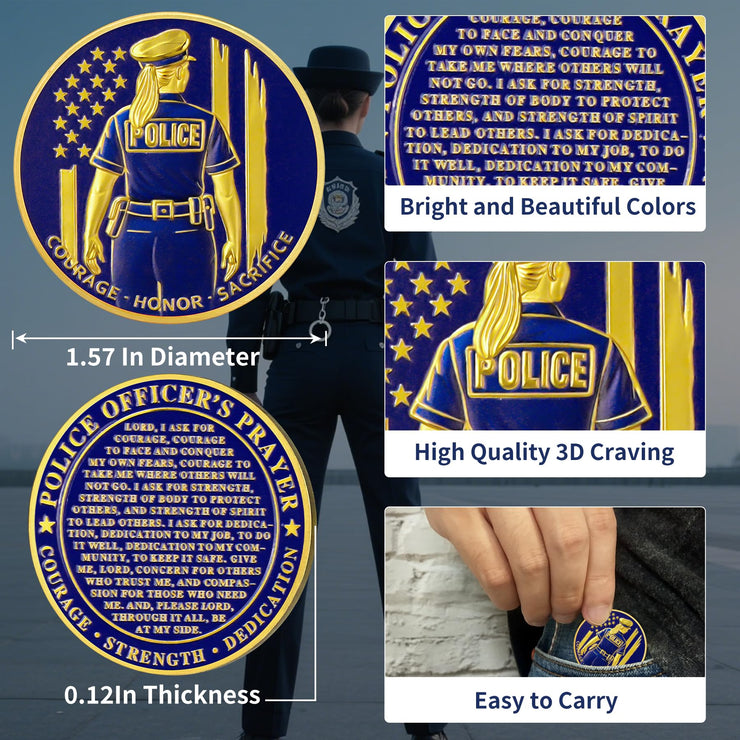 Female Police Officer's Back View Challenge Coin