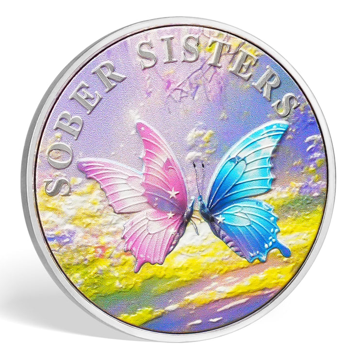 Inspirational Butterfly Recovery Token with Serenity Prayer Sobriety Coin