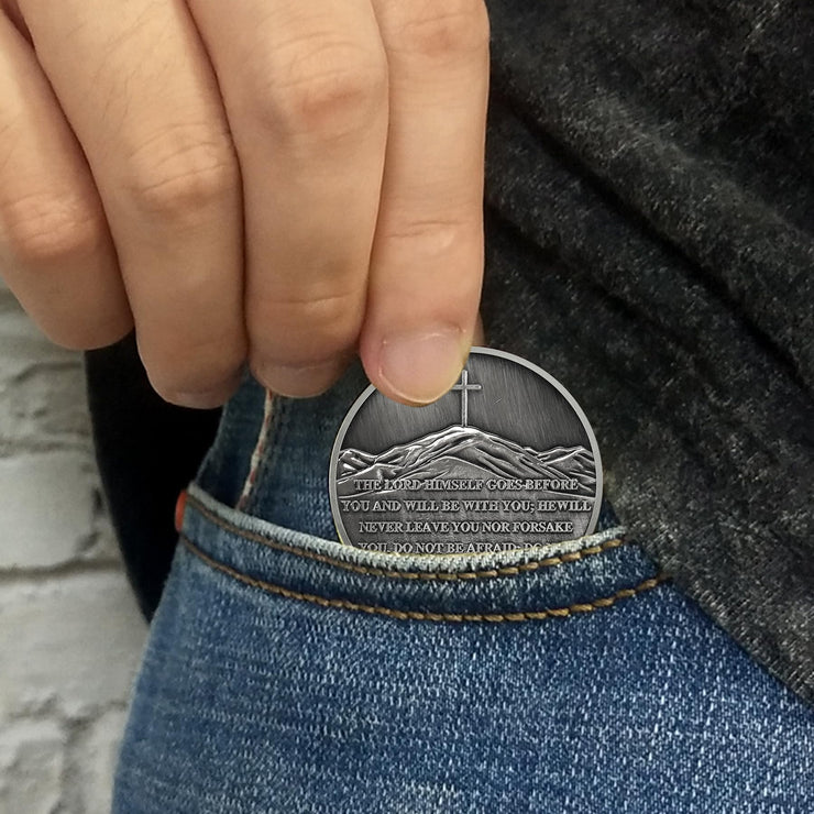 Mountain Trail Footprints Religious Coin
