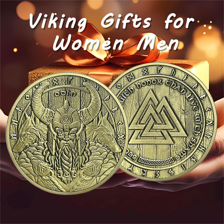Viking Warrior coin with Wolves Norse Mythology Odin Viking God Coin
