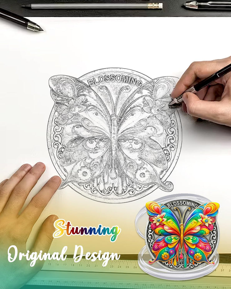 Colorful Butterfly Sobriety Coin