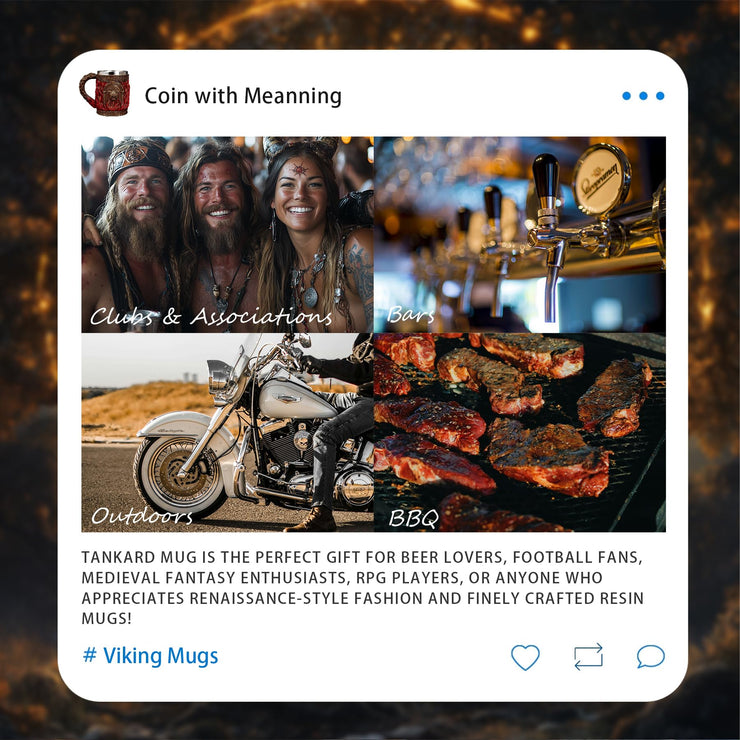 Glory Handmade Viking Mug - 20oz Valhalla Gate Beer Stein - 304 Stainless Steel Novelty Norse Mythology Cup