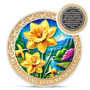 Pretty March  Daffodil Birth Flower Sobriety Coin
