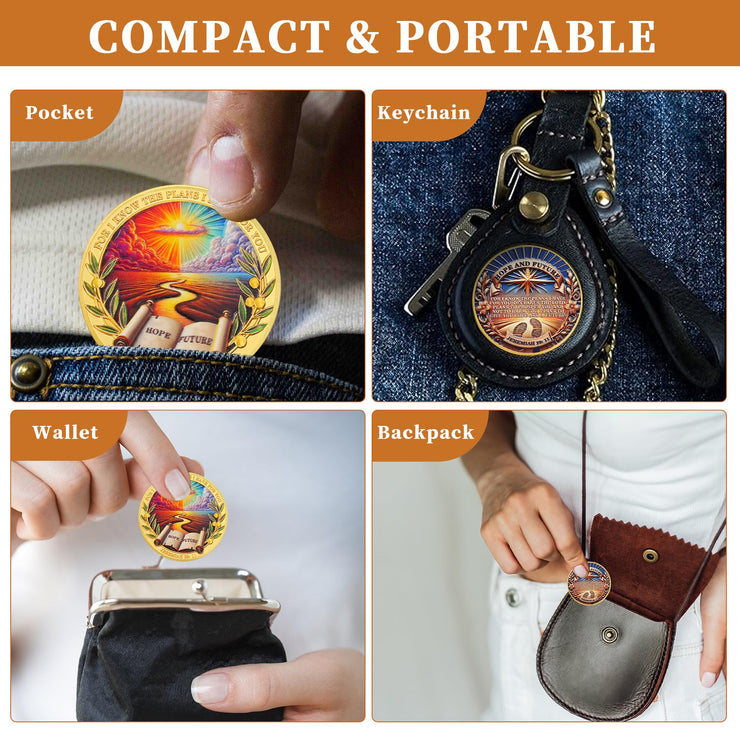 Hope and Future Bible Verse Christian Challenge Coin with Jeremiah 29:11