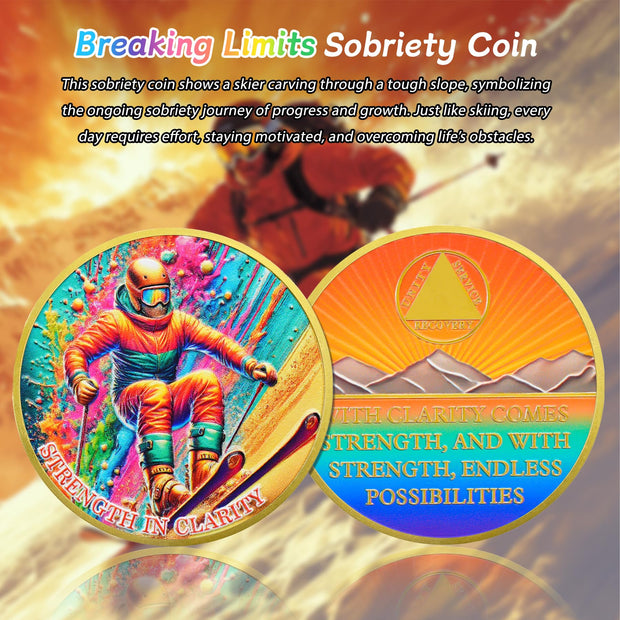 Breaking Limits Skiing Sport Sobriety Coin