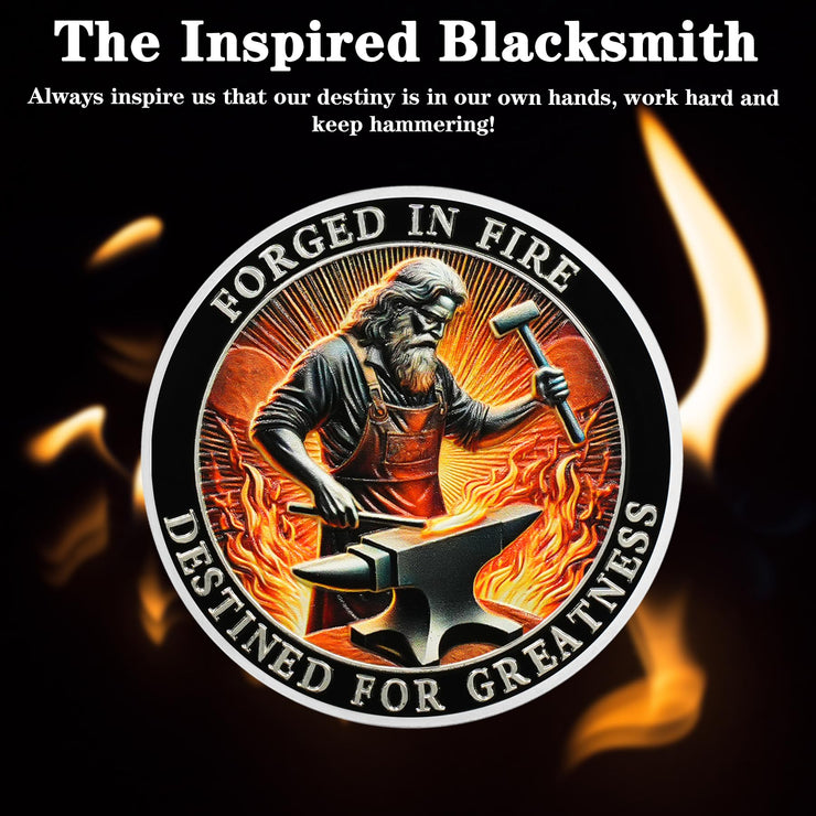 Blacksmith Hammering Forged in Fire Soberity Challenge Coin