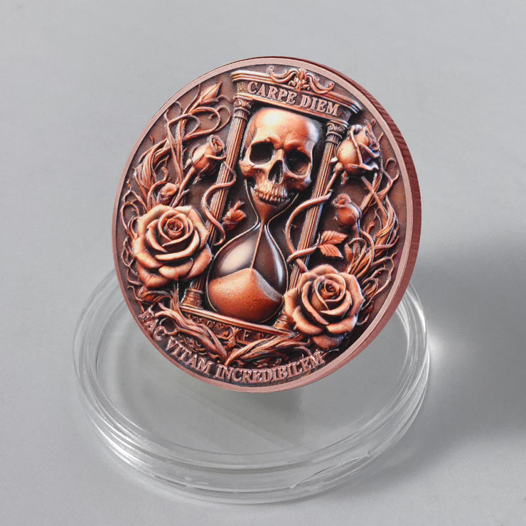 Stoic Reminder Memento Mori Coin Skull Challenge Coins