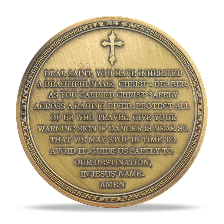 Saint Christopher Christian Challenge Coin with Prayer for Protection