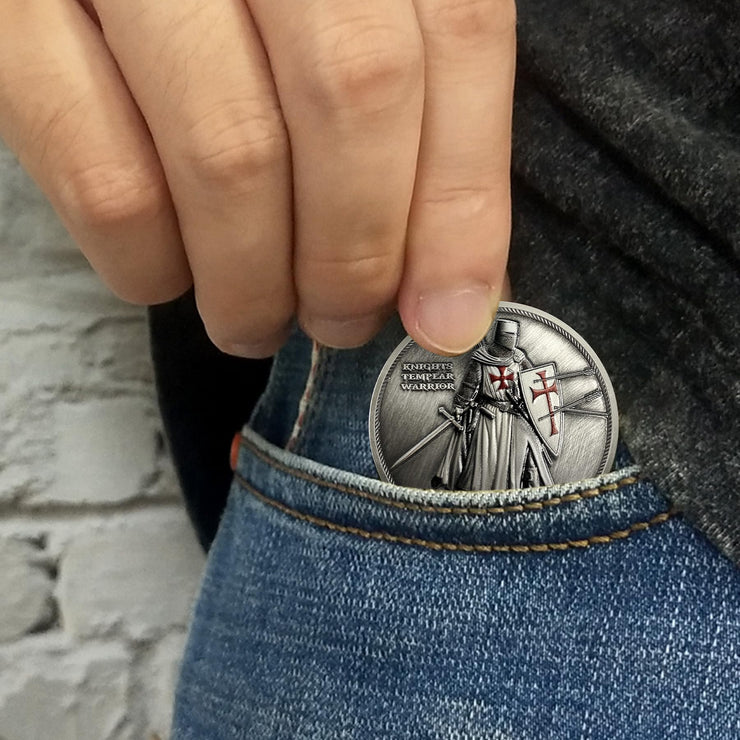 Knights Templar Warrior Standing Knight Challenge Coin