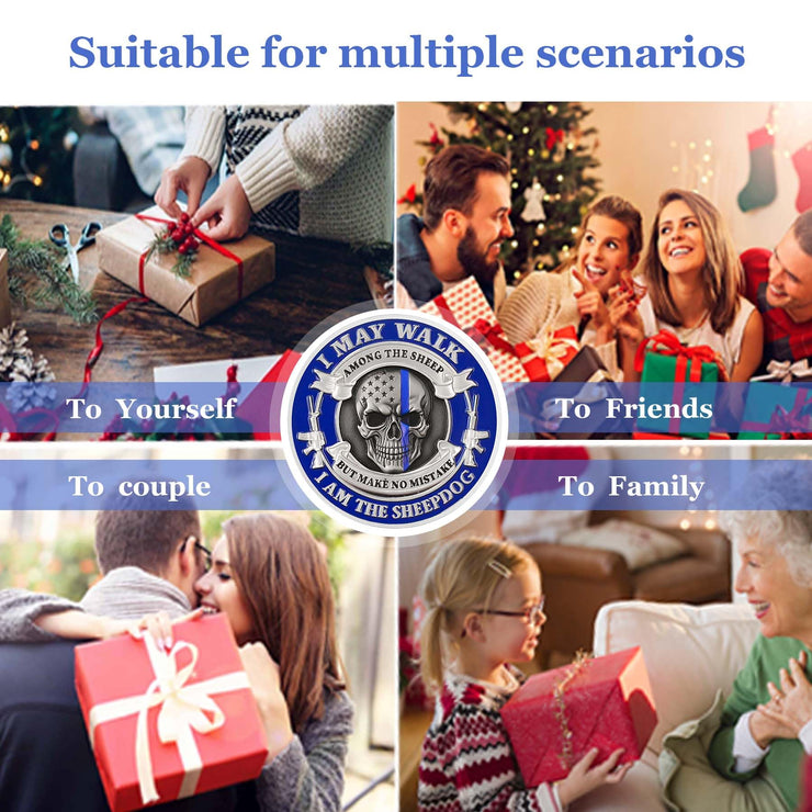 Skeleton Police Challenge Coin Skull Coin Police Officer Prayer Challenge Coin