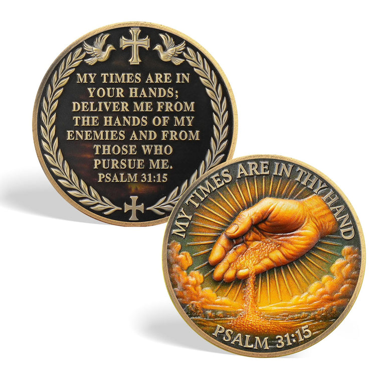 Time in God's Hands with Psalm 31:15 Tokenara Christian Challenge Coin