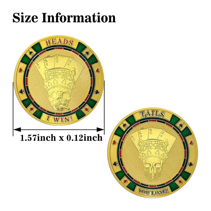 Heads Or Tails Poker Skull Good Luck Decision Challenge Coin