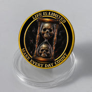 Memento Mori Challenge Coin Skull Cave & Hourglass Token with Life is Limited Make Every Day Count Pocket Coin