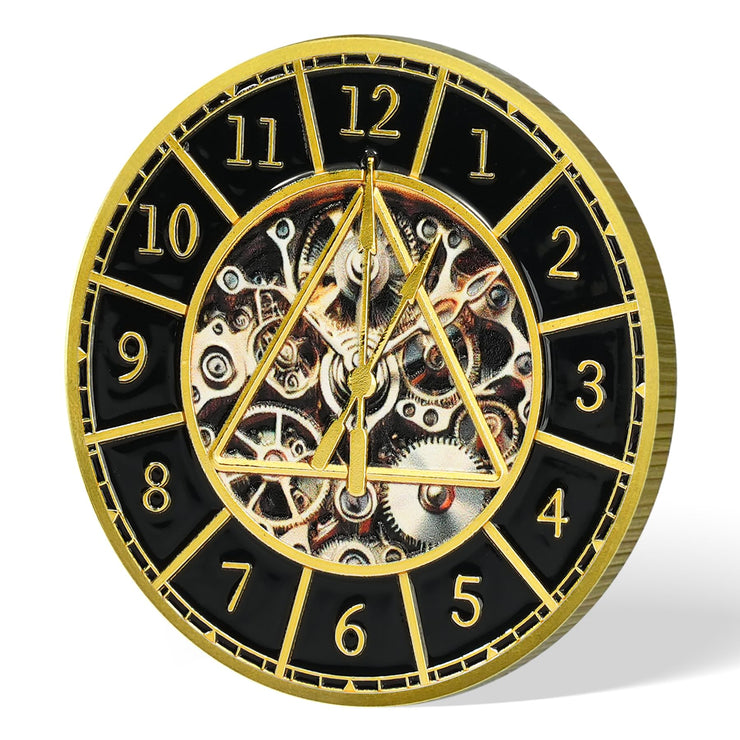 Clock & Gear Design 12 Steps Sobriety Coin