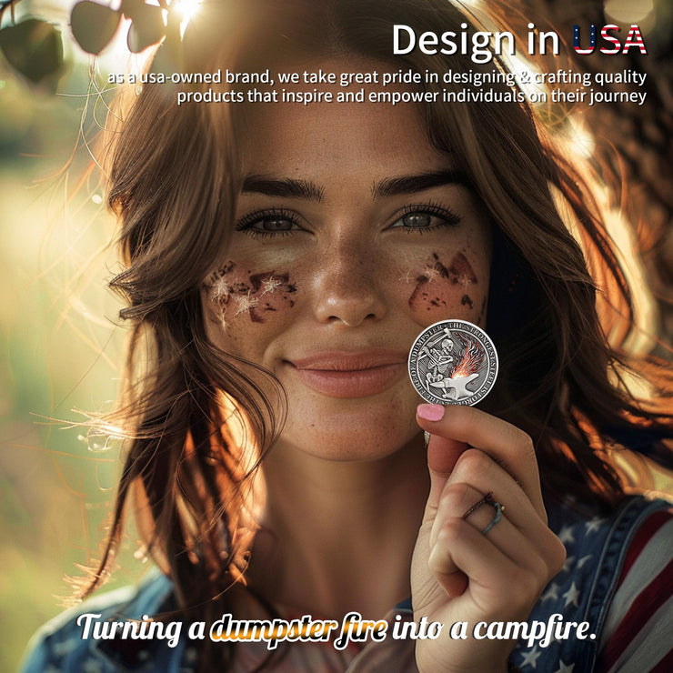 The Strongest Steel Skull Dumpster Fire Challenge Coin