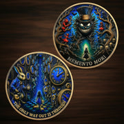 Imasoner Memento Mori Coin Gothic Skull and Clock Token with Quote, Inspirational Pocket Coin