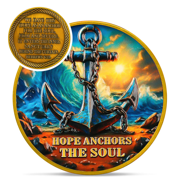 Hope Anchor Hebrews 6:19 Jesus Religious Christian Challenge Coin