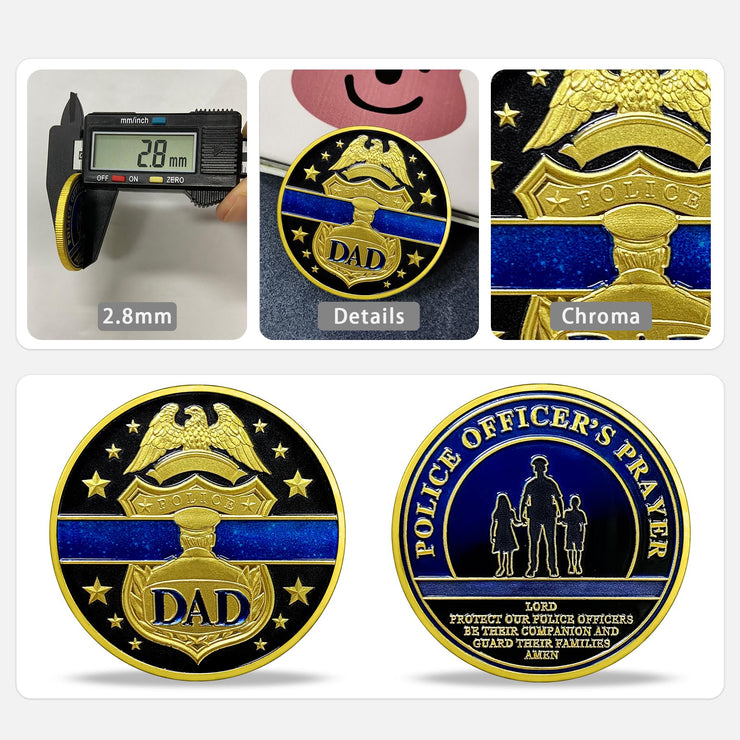 Patriotic Police Dad Challenge Coin