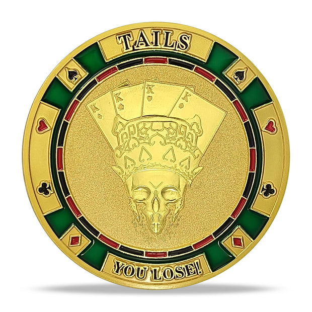 Heads Or Tails Poker Skull Good Luck Decision Challenge Coin