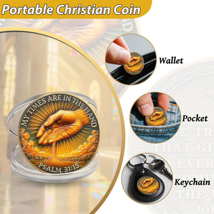 Time in God's Hands with Psalm 31:15 Tokenara Christian Challenge Coin