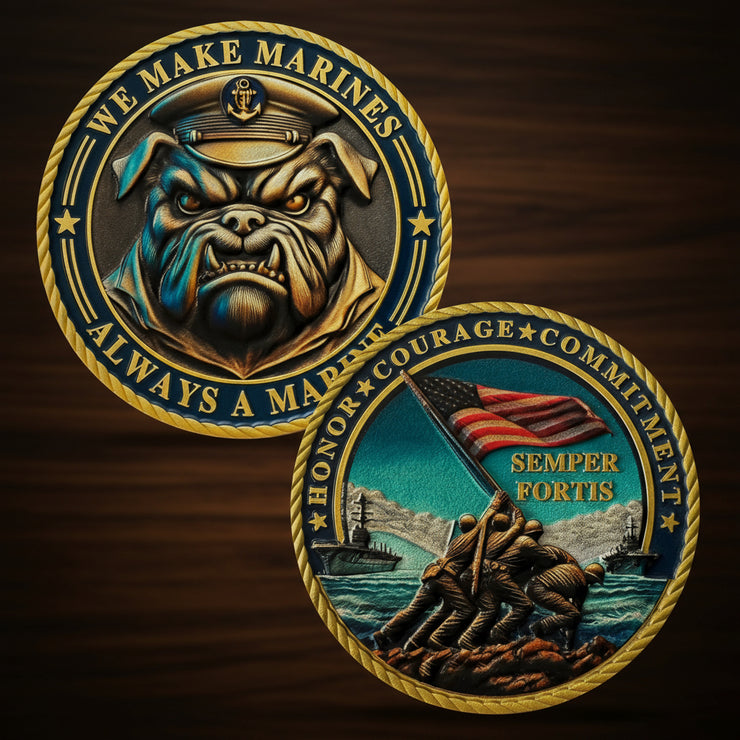 Bulldog Design US Marine Corps Graduation Token USMC Navy Veteran  Challenge Coin