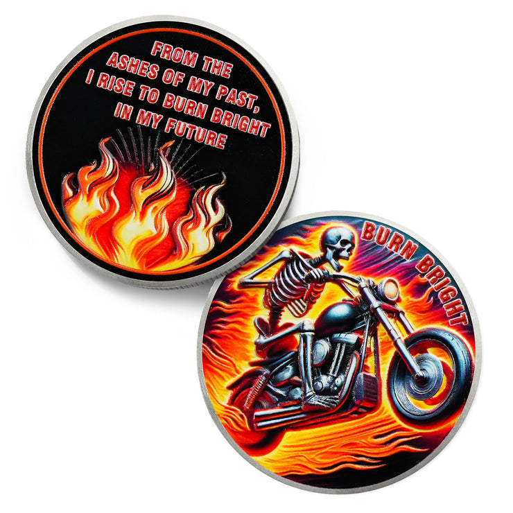 Rising from The Ashes Riding Freedom Skull Sobriety Coin