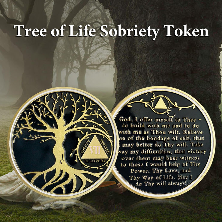 Personalized Gold Tree of Life Sobriety Coin