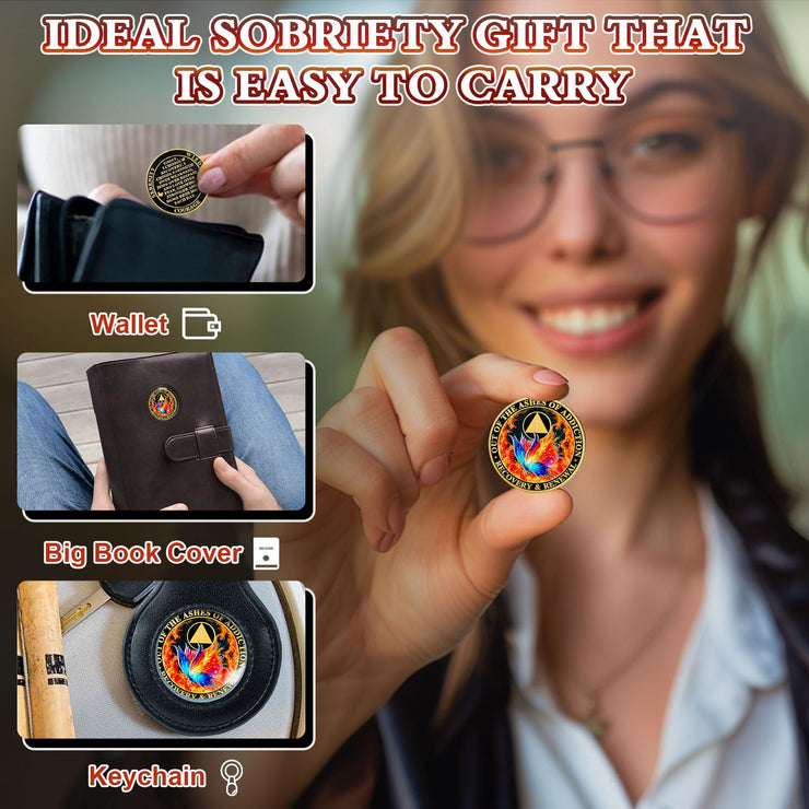 Personalized Butterfly in The Fire Sobriety Coin