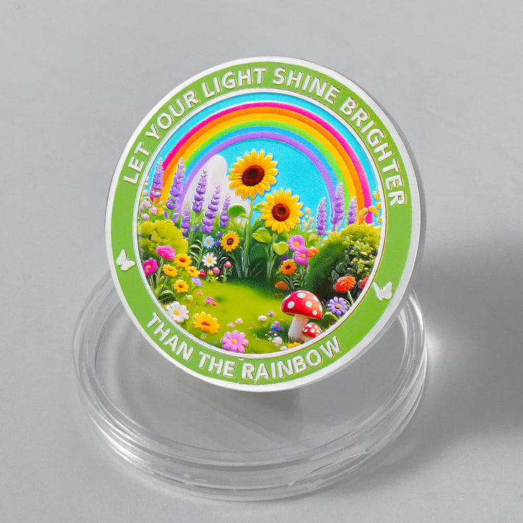 Dumpster Garden Recovery Medallion with Rainbow Sobriety Coin