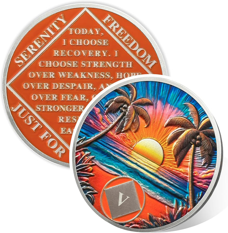 Personalized Beach Sunset Sobriety Coin