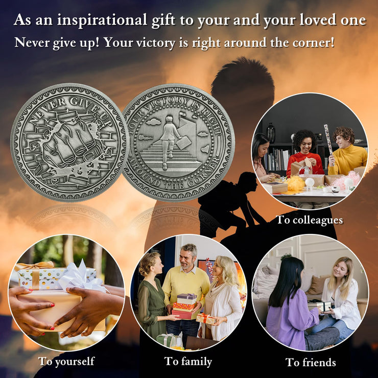 Inspirational Never Give Up Encouragement Challenge Coins