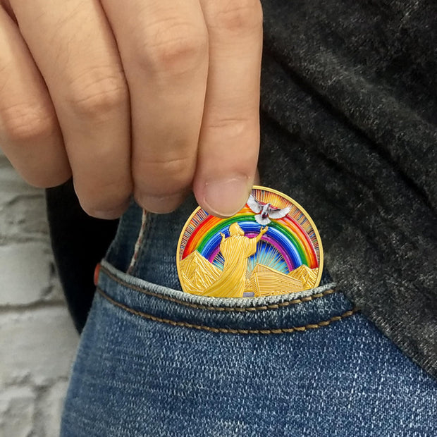 Rainbow Ark Dove Religious Coin