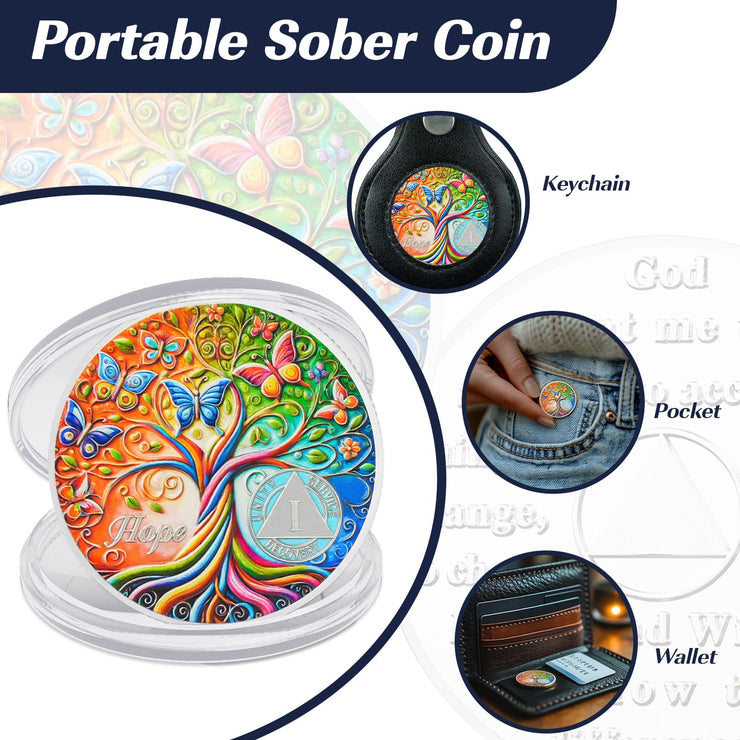 Personalized Tree of Life Golden Hope Sobriety Coin