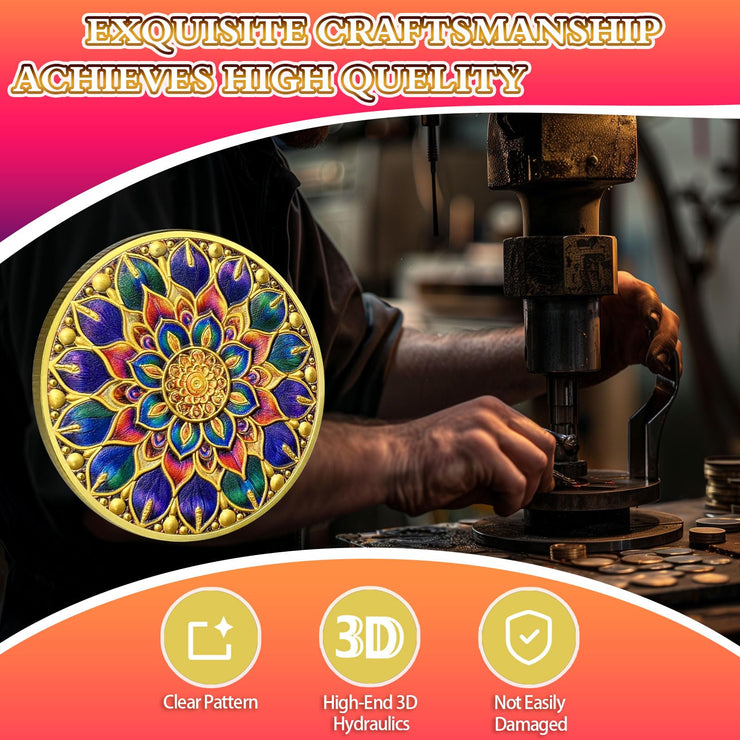 Mandala Flower Recovery Sobriety Coin